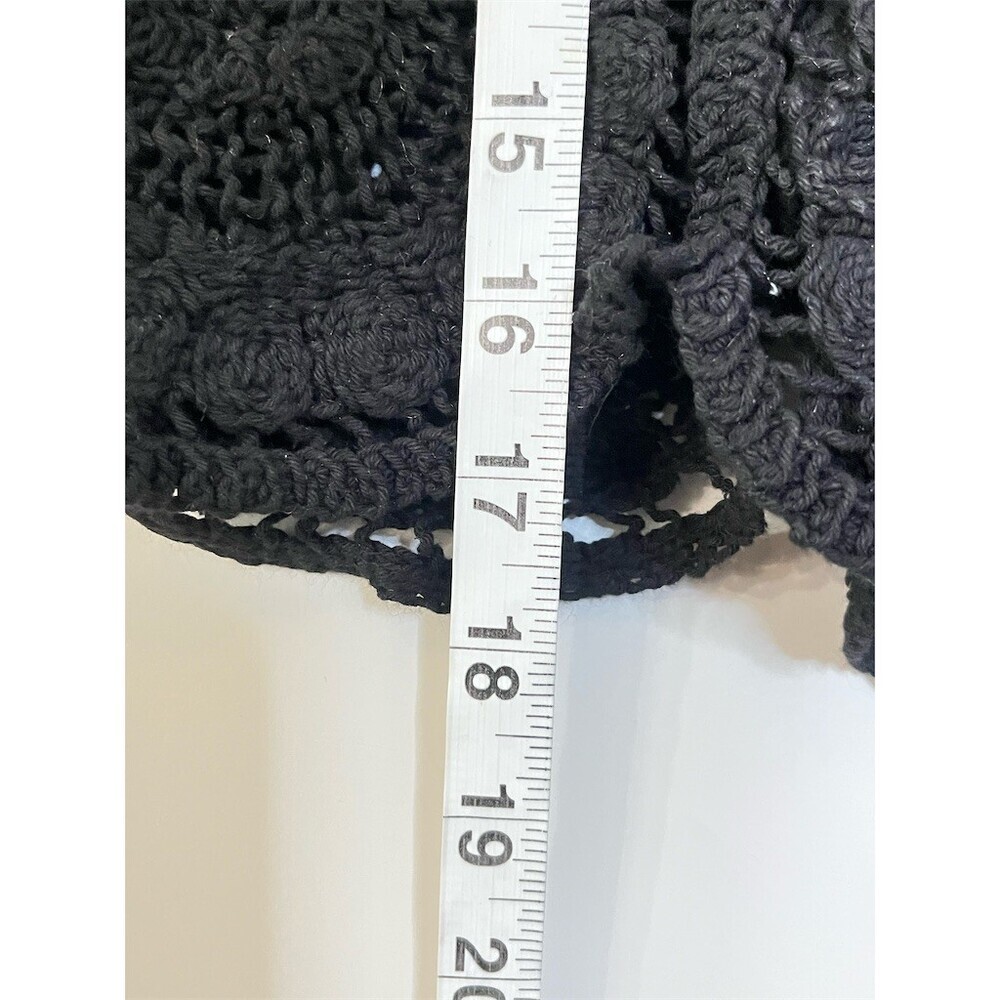 POL Boho Crochet Embroidered Cropped Top OS BlacK Festive Hippie Gypsy Gothic - Picture 12 of 15